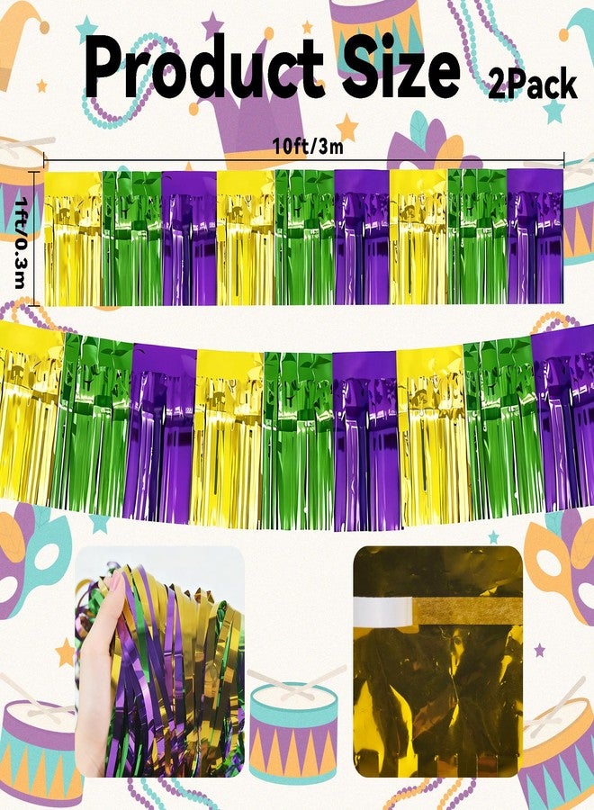 OHOME Mardi Gras Decorations - 2 Pack Gold Green Purple Streamers | Mardi Gras Party Favors Supplies Decor Indoor Outdoor - Masquerade Birthday Party Float Garlands Photo Booth Banner Backdrop,10 FT - Image 2